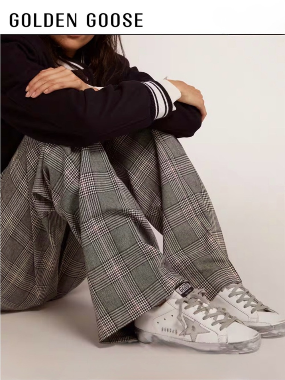 Golden Goose  Super-Star with silver sparkle foxing and metal stud lettering
7